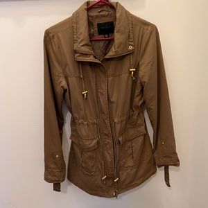 Miss London cargo jacket. Dark tan. Size L but fits more like M. Excellent cond.